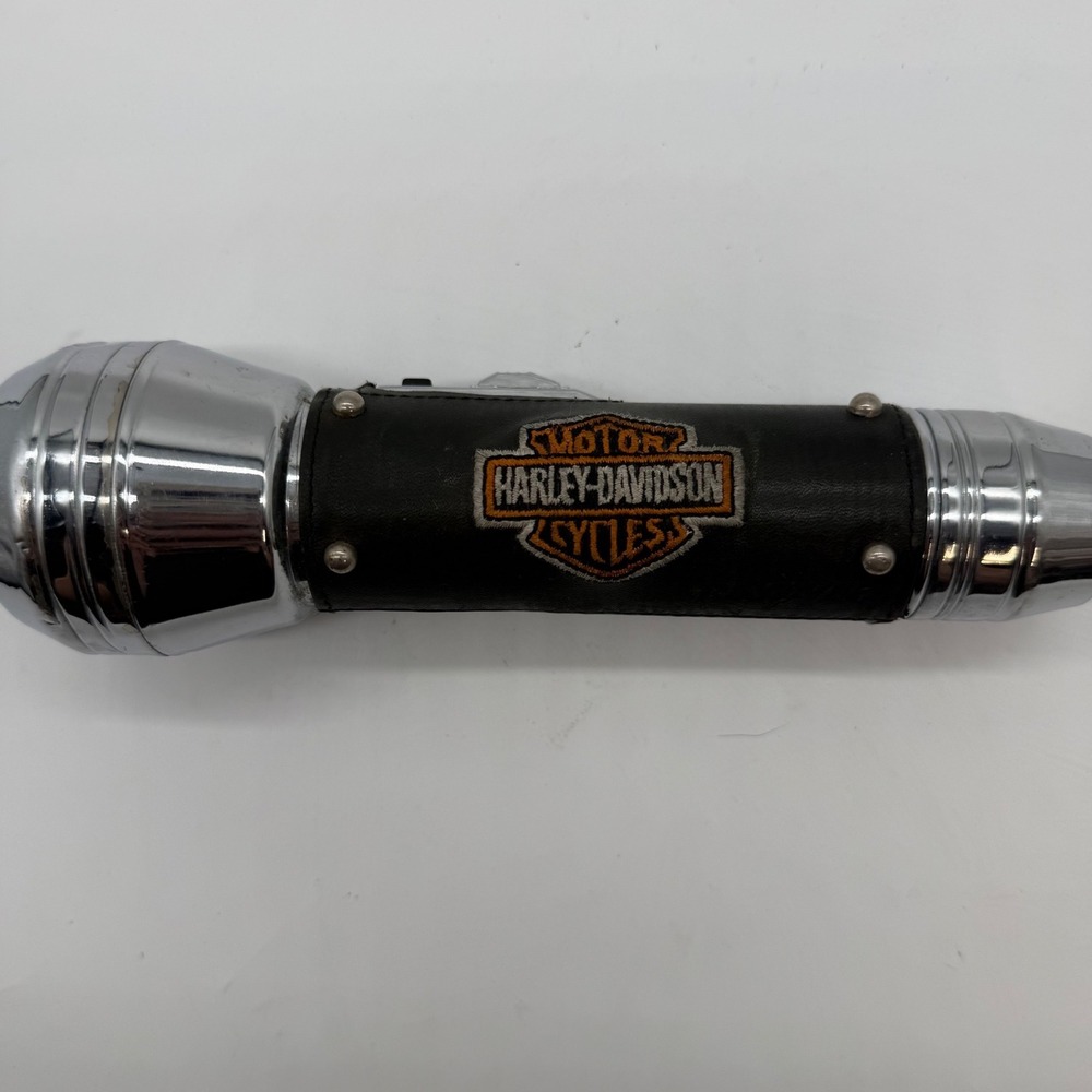 Harley-Davidson Vintage Flashlight Chrome Leather‎ Studded Logo Biker Accessory